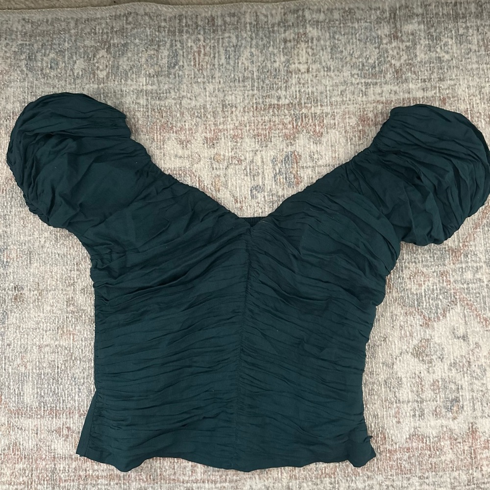 Abercrombie & Fitch Dark Green Ruched Blouse